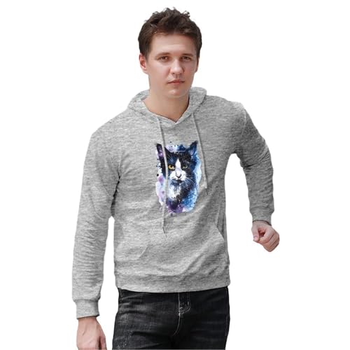 Watercolor Cat Unisex Casual Hoodies Long Sleeve Lightweight Pullover Tops Loose Sweatshirt with Pocket4