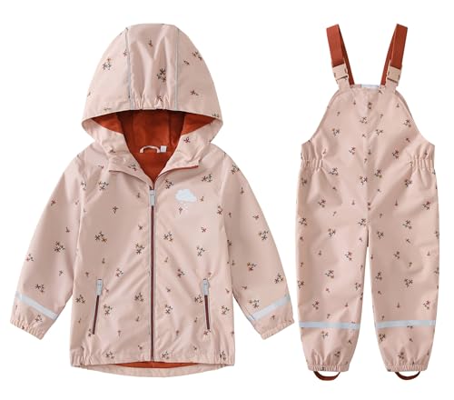 DAWILS Mädchen Regenjacke Regenhose Kinder Zweiteiliger Regenanzug Set...