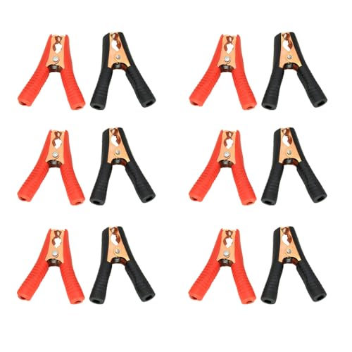 6 Pairs 90mm Long Alligator Clips Crocodile Clips 100A Insulated Replacement Battery Clip Electrical Battery Connectors Car Auto Vehicle Red Black