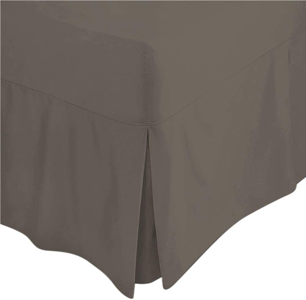 Valance Fitted Sheets - 100% Egyptian Cotton - Pleated Skirt - Grey - Single