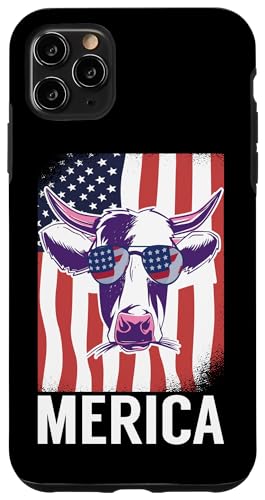 Hülle für iPhone 11 Pro Max Merica Memorial Day Kuh Amerikanische Flagge