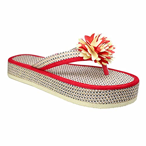 Bhains Ki Ankh M2C Fashionable Jute Red Heel Wedge Flip Flops and Slipper for Women (Jute Red-PHOL-RED-40) (B09G389WJ4) Amazon Price History, Amazon Price Tracker
