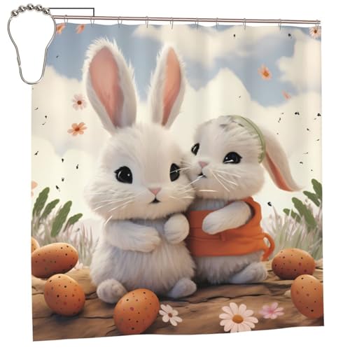 Rideau de douche imperméable pour éviter les fuites d'eau avec motif lapin - 8