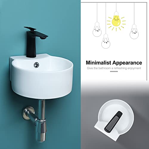 Davivy 12.2" X 11.4'' Wall Mount Bathroom Sink With Pop Up Drain And Installation Kit,Bathroom Corner Sink,White Vessel Sink,Small Bathroom Sink,Mini Rv Sink,Small Sinks For Tiny Bathrooms #TOP4