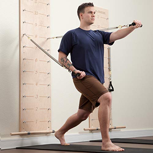 Balanced Body Pilates Springboard with Push-Through Bar, Wall Mounted Pilates Workout Equipment for Home Gym or Studio Use, Pilates Exercise Equipment with Resistance Springs