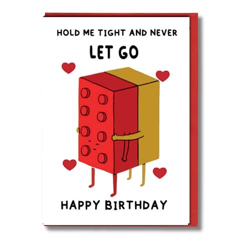 Cute Birthday Card for Boyfriend Girlfriend Partner – Funny Brick Pun – Romantic Cheeky Design for Him Her C999