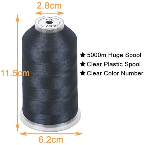 Image of New brothread - Single Huge Spool 5000M Each Polyester Embroidery Machine Thread 40WT for Commercial and Domestic Machines - Dark Gray