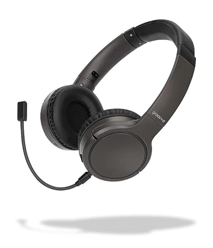 groov-e Connect - Wireless Bluetooth Headphones with Detachable Mic - Over the Ear Headphone with Folding Design, Removable Boom Microphone, & 30Hrs Audio Playback - Bluetooth Connectivity - Black