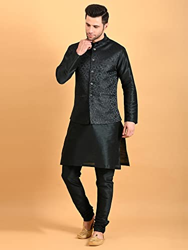 Image of Uri and MacKenzie Men's Silk Blend Kurta Pajama with Designer Ethnic Nehru Jacket /Modi Jacket