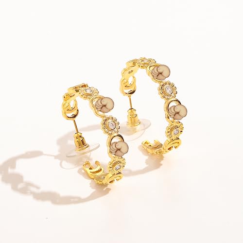 Photojewelrymaking Gold Hoop Earrings For Women, Plated Sterling Silver Gold Earrings Earrings Earrings For Women Trendy Fashion Earrings Jewelry Birthday Party Christmas Gifts #TOP3