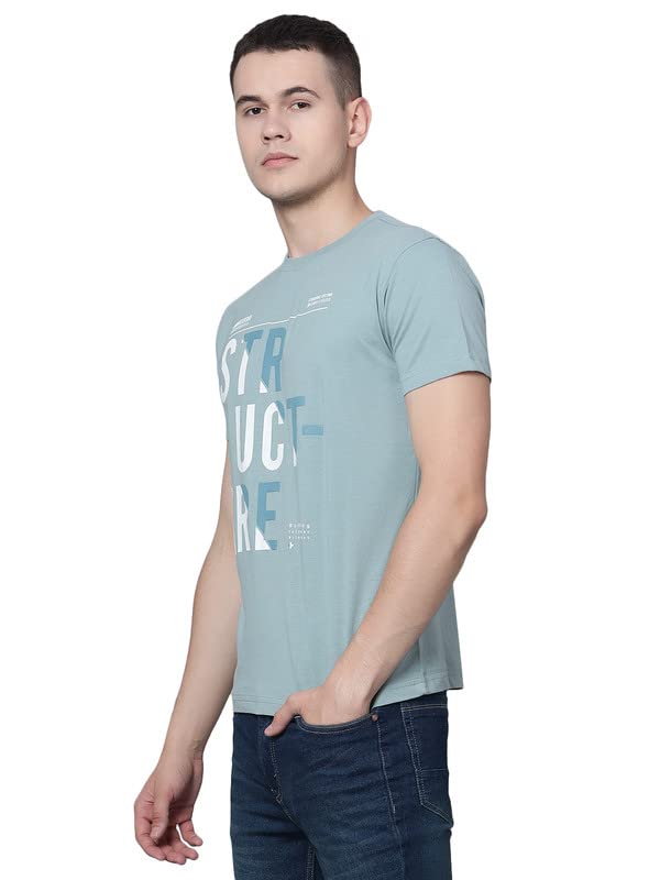 Image of Cantabil T-Shirt for Men l Breathable & Soft with Color Fastness Regular Fit Round Neck Cotton Blend Fabric Solid Pattern