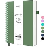 RETTACY B5 Dotted Notebook, Bullet Dot Grid Journal, Wirebound Spiral Notebooks 300Pages /150 Sheets for Writing,100gsm, Flexible Plastic Cover, for Women Men Work Office School,19 x 25 cm - Darkgreen