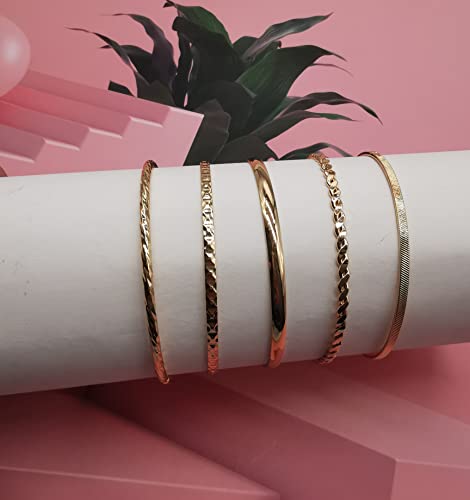 12Pcs Bangle Collection Alloy Metal Textured Color Design Jewelry Large Size Bangle Bracelets Set for Women(Gold)4