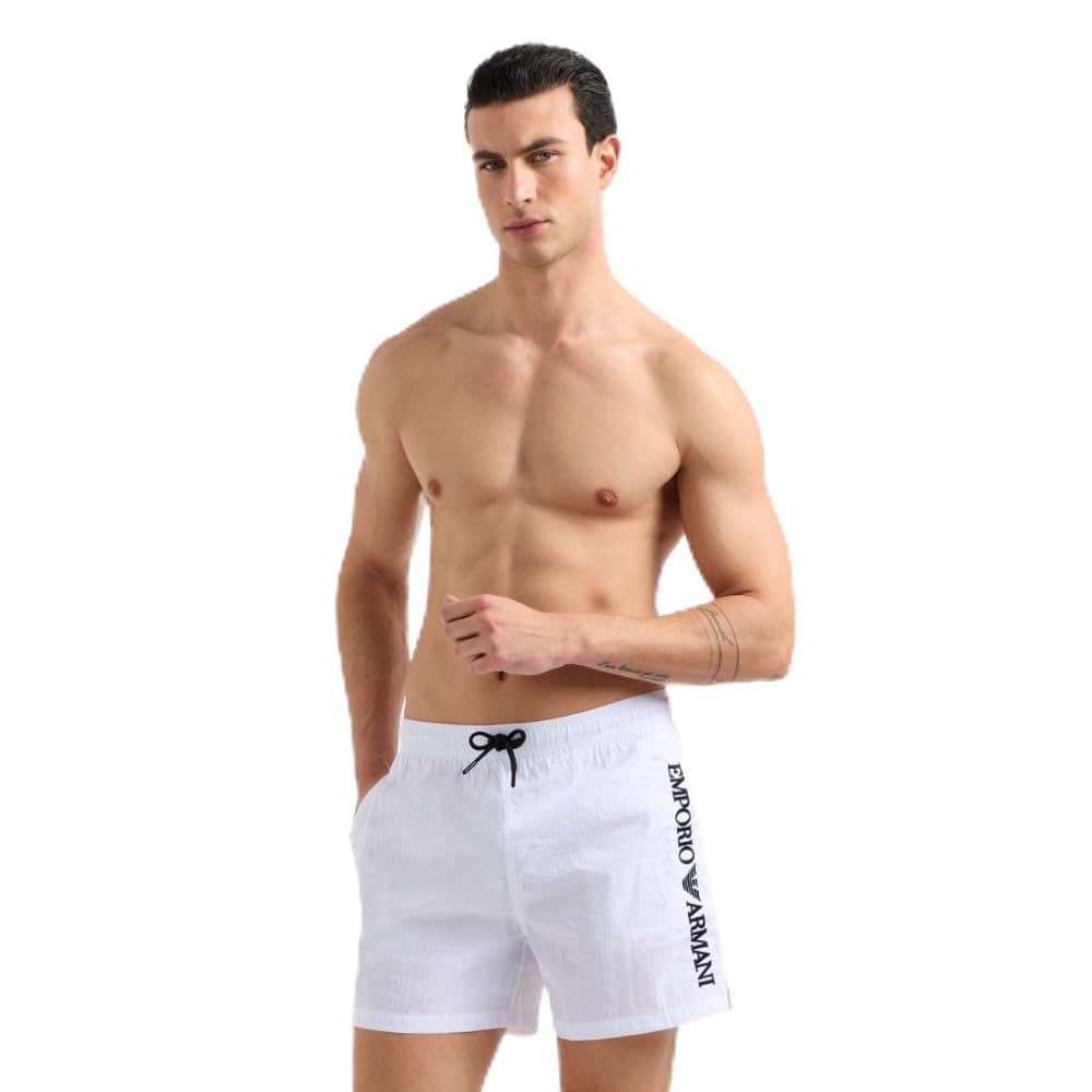 EMPORIO ARMANI Herren Mid Boxer Badehose, weiß, XXL