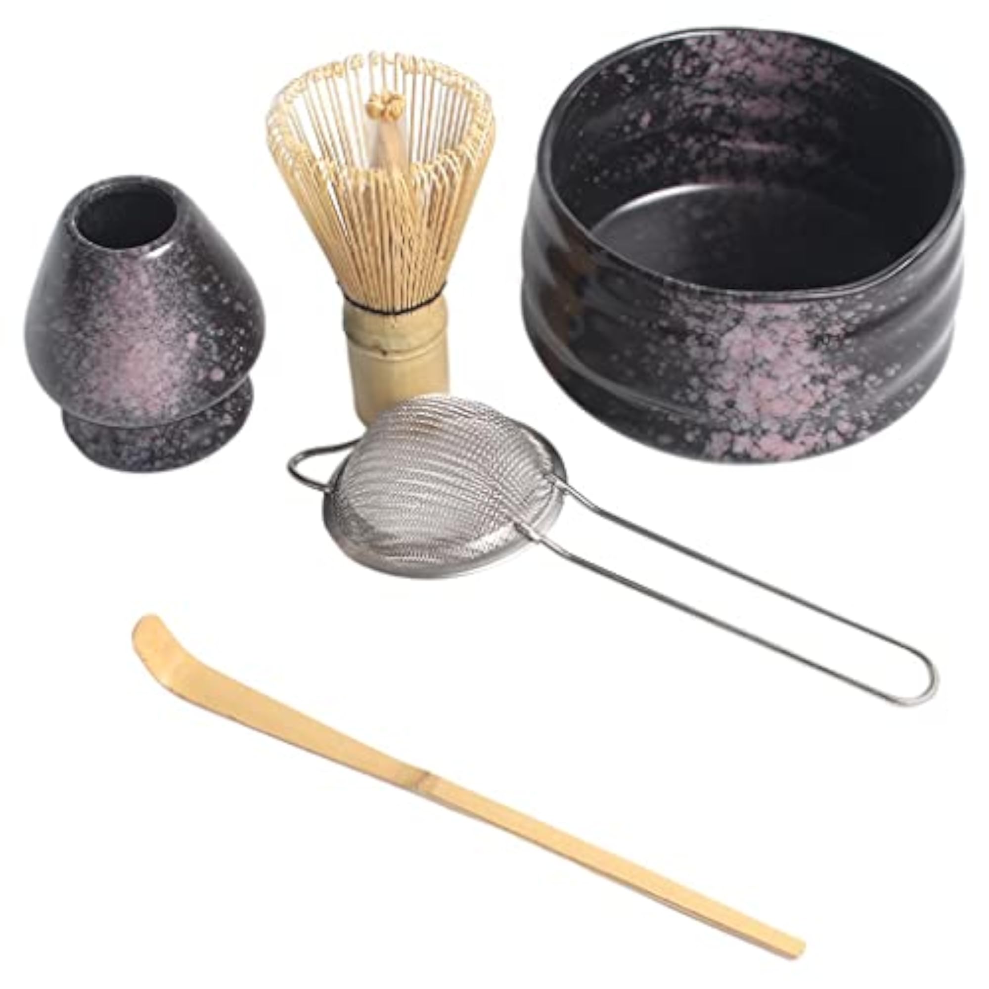 5pc Matcha Bowl and Tea Set for Beginners, Black