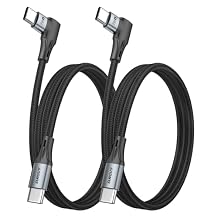 SUNGUY Right Angle USB C to USB C Cable [3FT 2-Pack], for Thick Case 60W Fast Charging 90 Degree Type-C Cord for i-Phone 17 16 15 Series, Samsung Galaxy S25 S24, i-Pad Pro, MacBook Pro