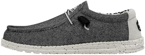 HEYDUDE Men's Wally Stretch Opal Black Size 9 | Men’s Shoes | Men's Lace Up Loafers | Comfortable & Light-Weight