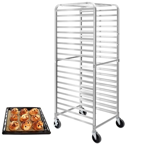 Bun Pan Rack, Bakery Rack 20 Tier with Wheels, Aluminum Sheet Pan Rack for Full & Half Sheet - Kitchen, Restaurant, Cafeteria, Pizzeria, Hotel and Home, 26