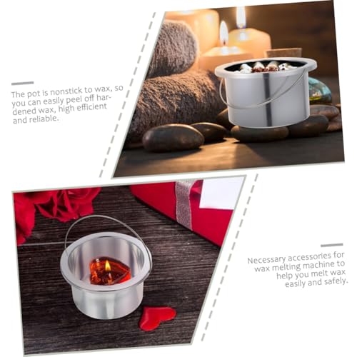 Recipiente para derretir cera con mango resistente de aluminio y acero inoxidable 6