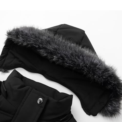 Winter Puffer Jacket for Girl Dress Coat with Faux Fur Hood Fleece Parka Clothes3