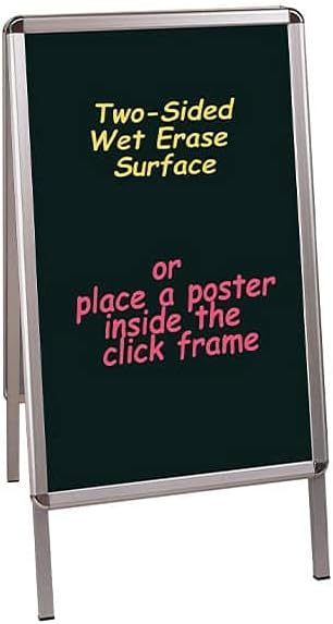 Bi-silque T-Erase Reversible Sign Board, 24 by 41-Inch, Black/Aluminum