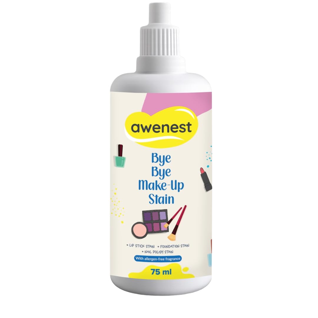 awenest Bye Bye Make-Up Stain Remover Spray for Fabric - Removes Lipstick, Foundation, Nail Polish, Ink & Other Tough Stains | Premium Spray Formula, 75 ml