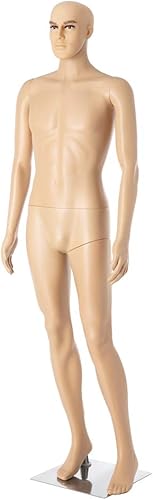 Bonnlo Maniquí masculino de 72 pulgadas de cuerpo completo ajustable maniquí torso forma de vestido con base de metal, cuerpo de maniquí de plástico
