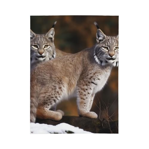 Couverture polaire douce flanelle Canada Lynx lavable pour lit