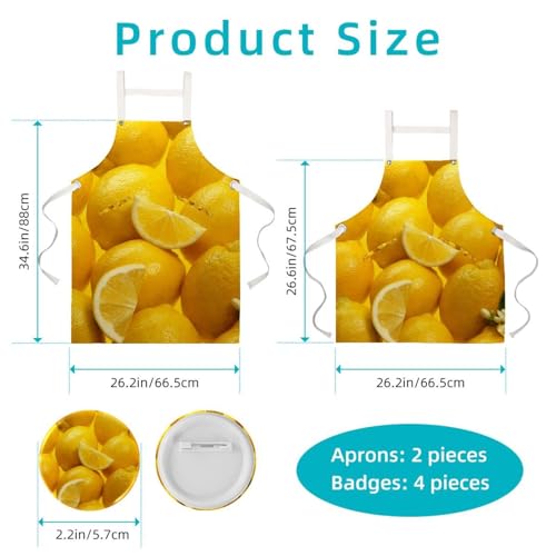 Tablier de serveuse pour restaurant et bistrot avec motif fruit jaune multicolore
