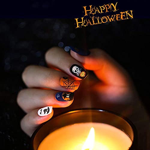 1500+ Patterns Halloween Nail Art Sticker Decals, Kalolary Self-Adhesive Nail Sticker Decals Nail Art Decorations For Halloween Pumpkin/Bat/Ghost/Witch/Joker/Skull/Spider/Devil/Vampires(12 Sheets) #TOP1