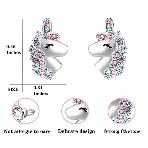 KINGSIN Unicorn Earrings for Girls Hypoallergenic Earring for Girl Unicorns Jewelry Gifts for Daughter Granddaughter Sister Valentines Christmas Birthday Back to school3