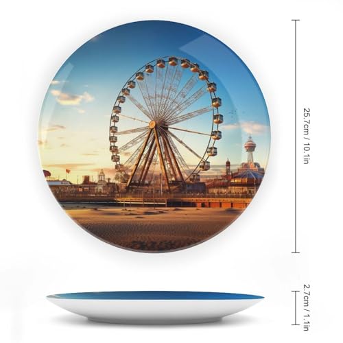 Plato decorativo Ferris Wheel de porcelana 10 pulgadas miniatura 2