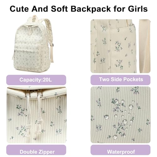 Image of BTOOP School Backpack for Teens Large Corduroy Bookbag Lightweight 15.6 inch Laptop Bag for Girls Women Casual High School College