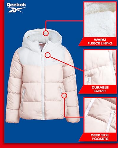 Reebok Girls Winter Jacket - Heavyweight Fleece Jacket Winter Coat Hooded Zip Up Girls Puffer Parka Outerwear with Pockets2