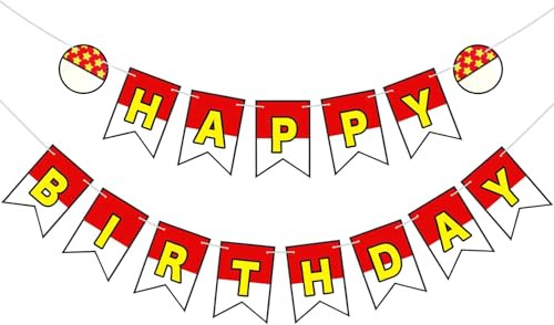 Décoration d'Anniversaire Anime - Guirlande Fanions Rouge et Blanc en Papier - Parfait pour Anniversaire Enfant, Fête & Décoration (Style Cartoon Mignon)