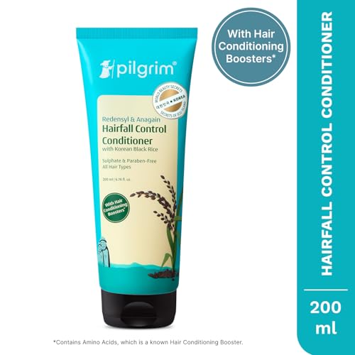 Image of Pilgrim Anti Hairfall Conditioner with Redensyl & Anagain 200ml (Pack of 2) | Hairfall control conditioner with Black Korean Rice | Paraben & Silicone-Free | Suitable for All Hair Types | For Women and Men | Redensyl & Anagain, Black Korean Rice, Paraben & Silicone-Free, Suitable for All Hair Types, For Women and Men