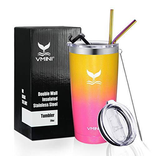 Vmini 20 oz tumbler with straws and lids, ice coffee tu…