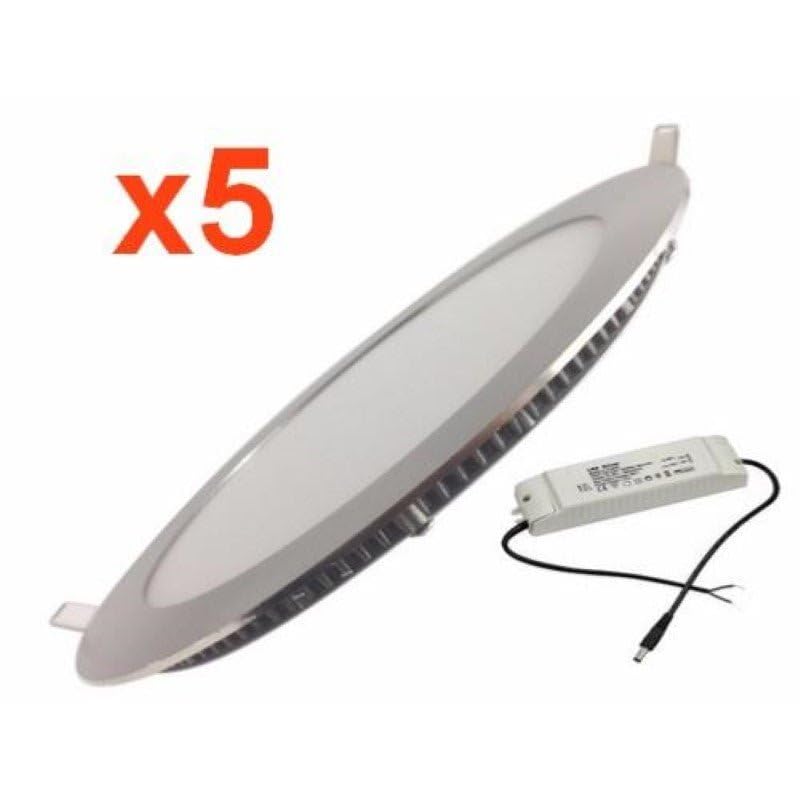 SILAMP Spot LED Encastrable Rond ALU 12W Pack de 5 Blanc Neutre 4000K-5500K