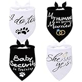 EXPAWLORER My Humans are Getting Married Dog Bandanas - 4 Pack Pet Scarf Handkerchiefs for Wedding, Printed Puppy Bandana for Small Medium Large Breeds, Large