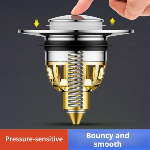 Tapón de desagüe con botón para baño y cocina miniatura 5