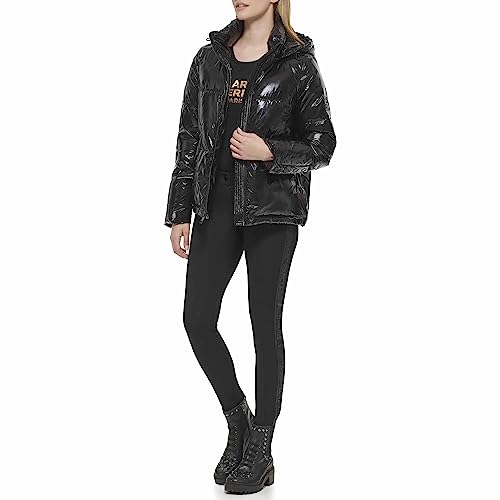Karl Lagerfeld Paris Women's Short Puffer, Adjustable Hem Black