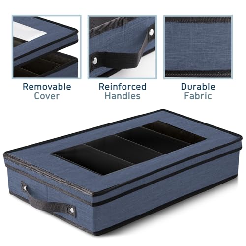 Image of Hearth & Harbor Flatware Organizer for Drawer, Silverware Storage Box, Blue