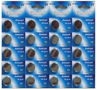 Eunicell CR2016 DL2016 5000LC CR 2016 3v Lithium Coin Cell Batteries, Pack of 20, packaged in separate blisters