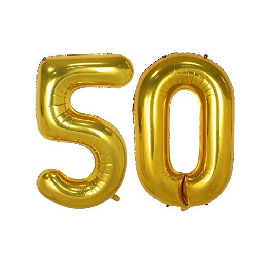 40inch Gold Number 50 Balloon Party Festival Decorations Birthday Anniversary Jumbo foil Helium Balloons Party Supplies use Them as Props for Photos (40inch Gold Number 50)