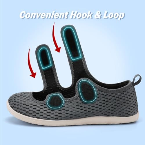 - حذاء مشي للنساء والرجال من رن، حذاء رياضي خفيف الوزن قابل للتعديل لمرضى السكري، لون رمادي فاتح، مقاس 37، 37/38 EU