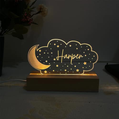Lámpara de noche personalizada con luna y estrellas