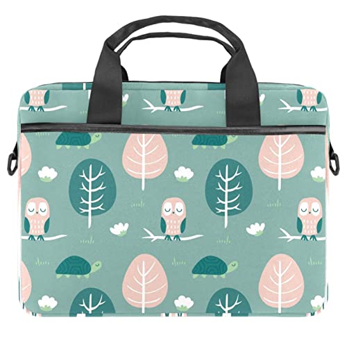 Sac à bandoulière pour ordinateur portable 13-14 pouces avec motif chouette et tortue