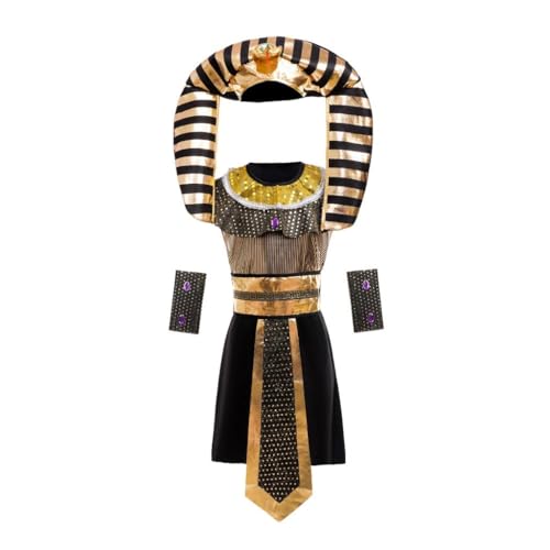 Dressy Daisy King Tut Costume Ancient Egyptian Pharaoh Outfit with Nemes Headdress Boys Halloween History Dress Up Size 10-12