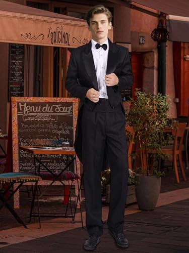 Mens Tailcoat Suit 2 Piece Slim Fit Mens Tuxedo for Wedding Double Breasted Swallow Tailed Coat Jacket Pants Set3