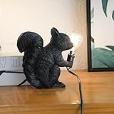 MAYOLA Modern Resin Squirrel Table Lamp, Desk Lamp,Led Niht Light Resin Squirrel Lighting Fixture for Living Room, Bedroom,Home Office,Kids Room (Black)
